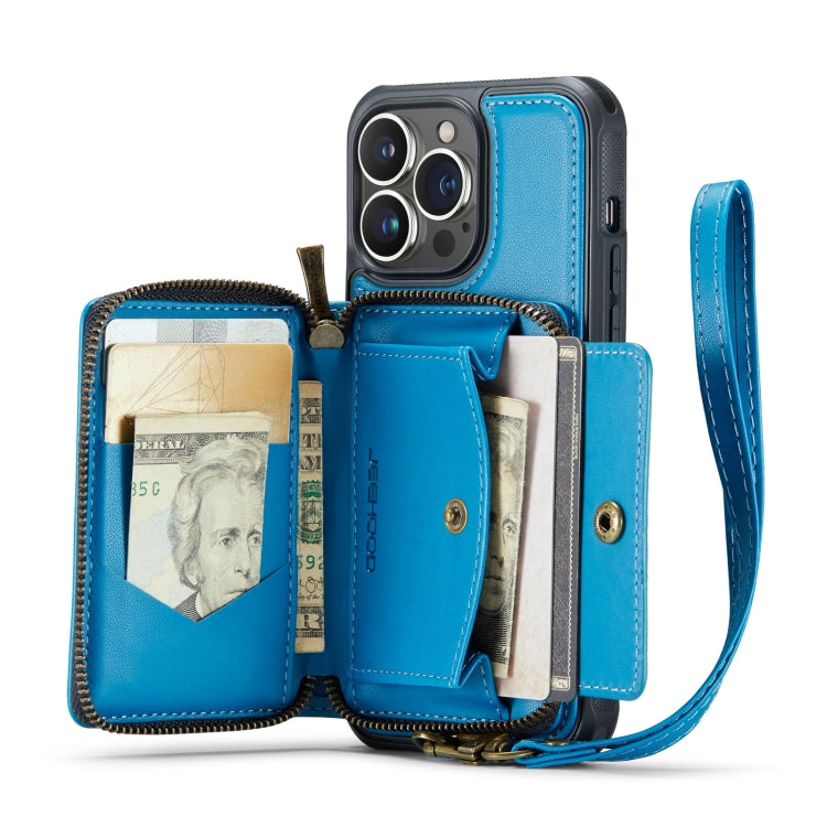 For iPhone 14 Pro Max JEEHOOD C22 Series Zipper Wallet Phone Case