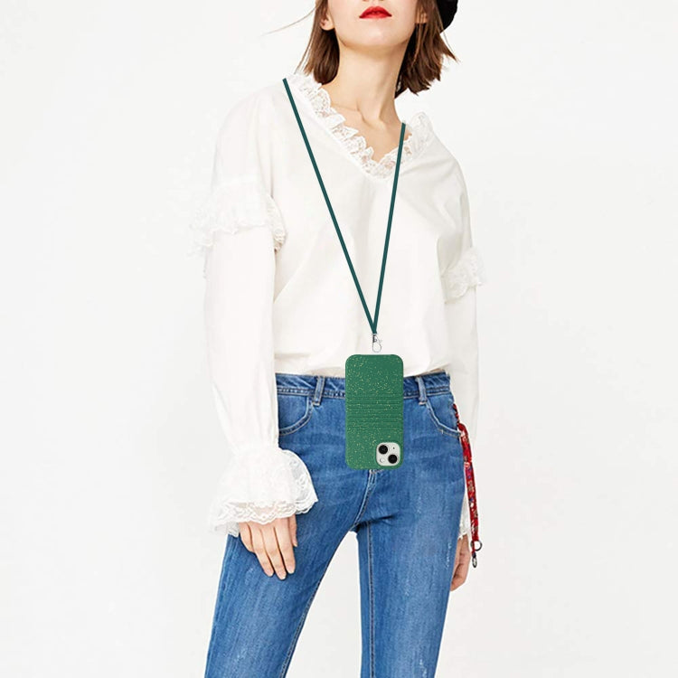 For iPhone 14 Plus Wheat Straw Material Degradable TPU Phone Case with Lanyard