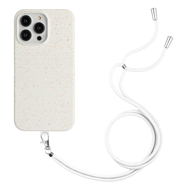 For iPhone 14 Pro Wheat Straw Material Degradable TPU Phone Case with Lanyard