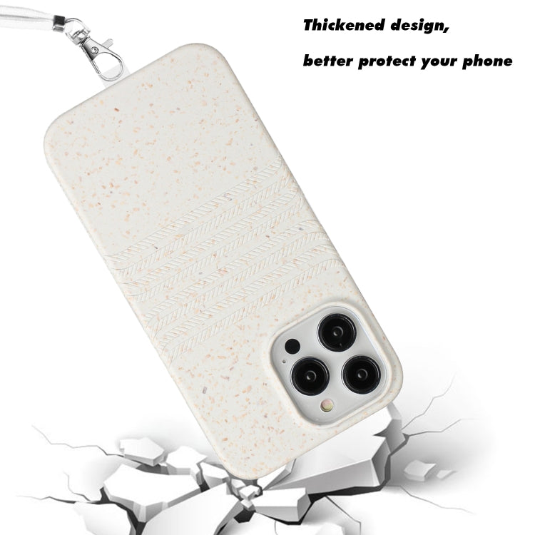 For iPhone 14 Pro Wheat Straw Material Degradable TPU Phone Case with Lanyard