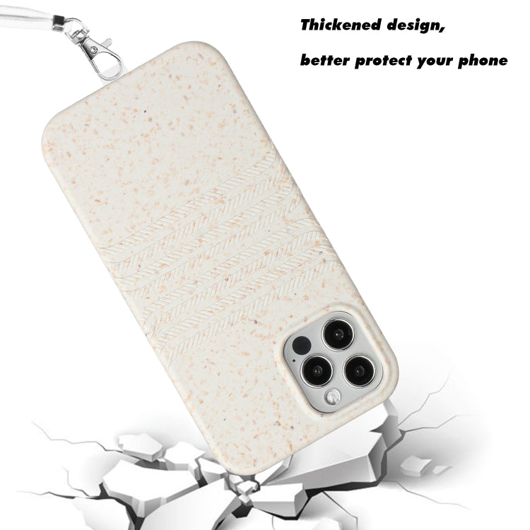 For iPhone 13 Pro Wheat Straw Material Degradable TPU Phone Case with Lanyard