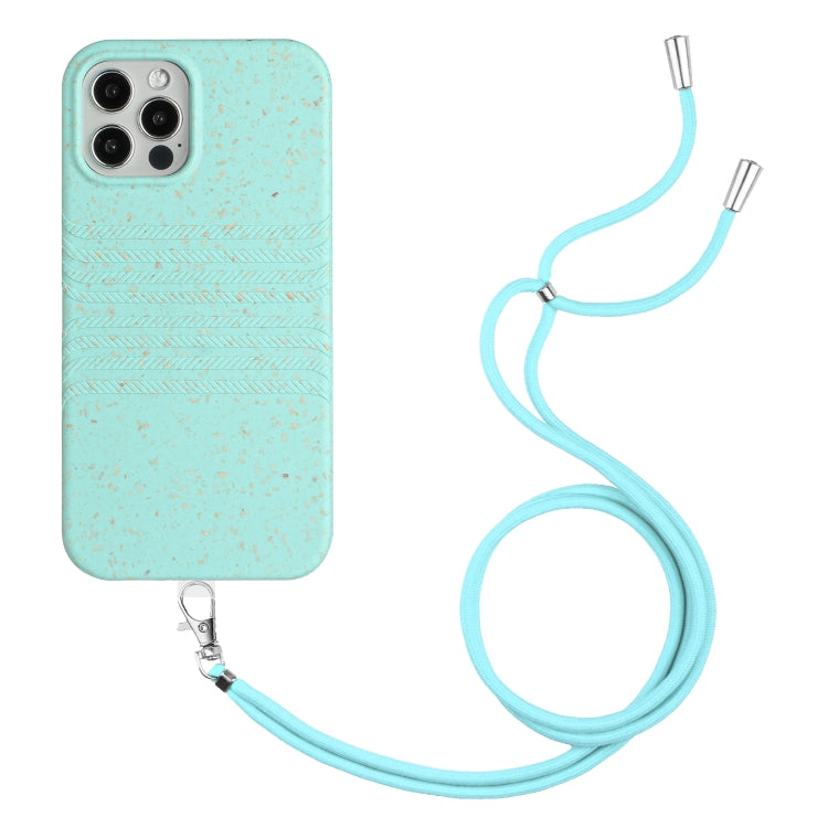 For iPhone 13 Pro Wheat Straw Material Degradable TPU Phone Case with Lanyard