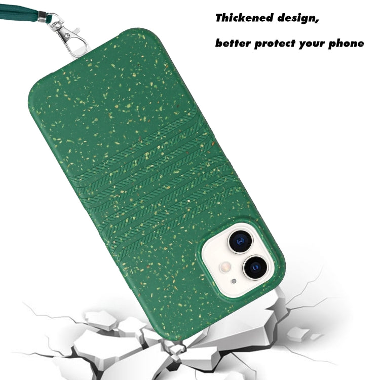 For iPhone 12 mini Wheat Straw Material Degradable TPU Phone Case with Lanyard