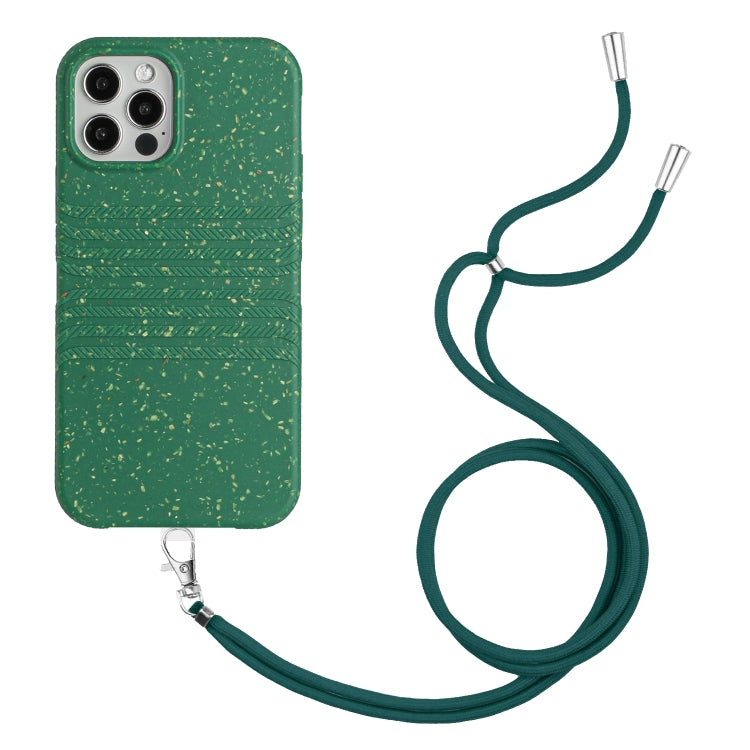For iPhone 12 Pro Wheat Straw Material Degradable TPU Phone Case with Lanyard