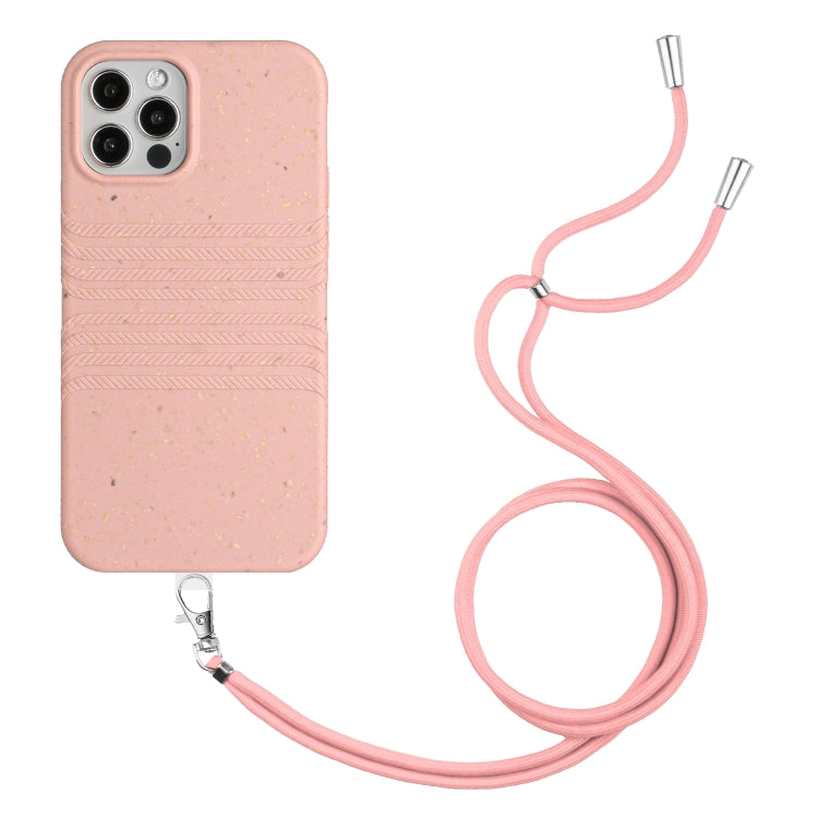 For iPhone 12 Pro Wheat Straw Material Degradable TPU Phone Case with Lanyard