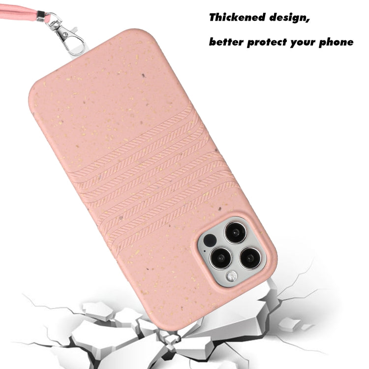 For iPhone 12 Pro Wheat Straw Material Degradable TPU Phone Case with Lanyard