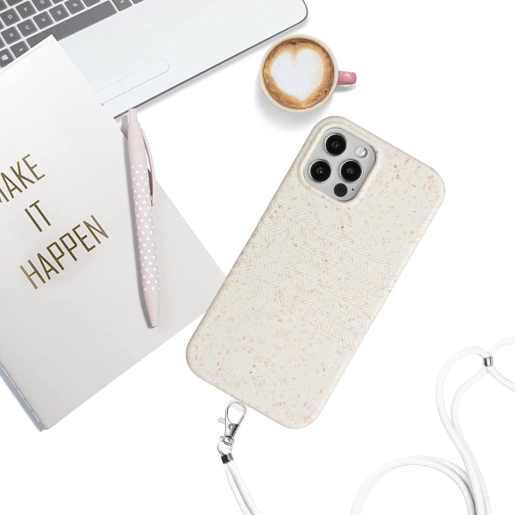 For iPhone 12 Pro Max Wheat Straw Material Degradable TPU Phone Case with Lanyard