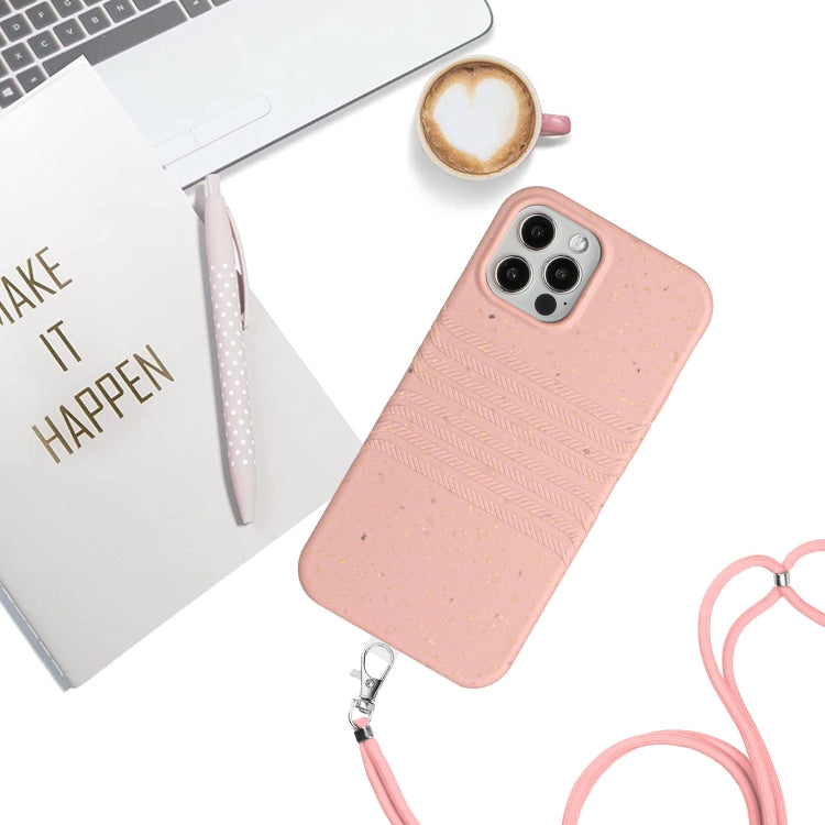 For iPhone 11 Pro Wheat Straw Material Degradable TPU Phone Case with Lanyard