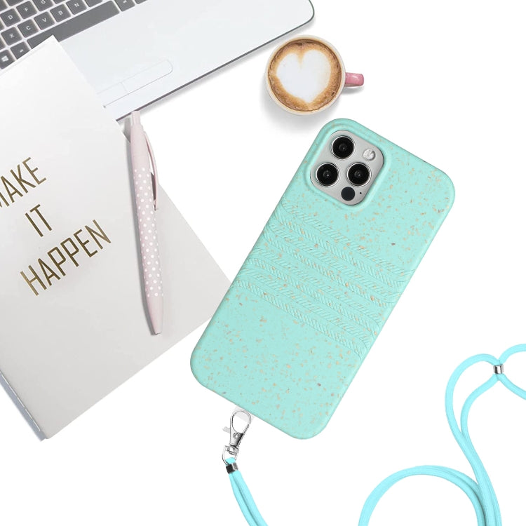 For iPhone 11 Pro Max Wheat Straw Material Degradable TPU Phone Case with Lanyard