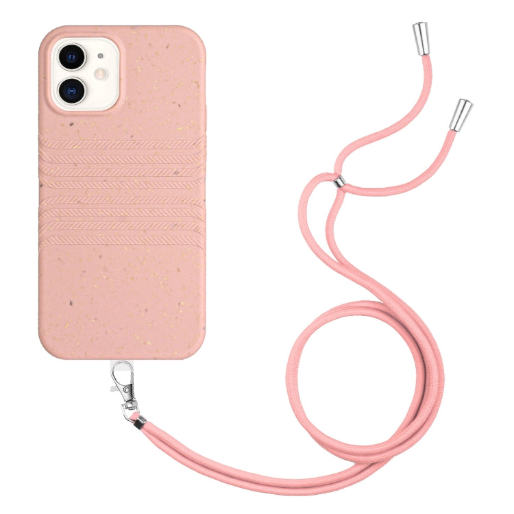 For iPhone 11 Wheat Straw Material Degradable TPU Phone Case with Lanyard