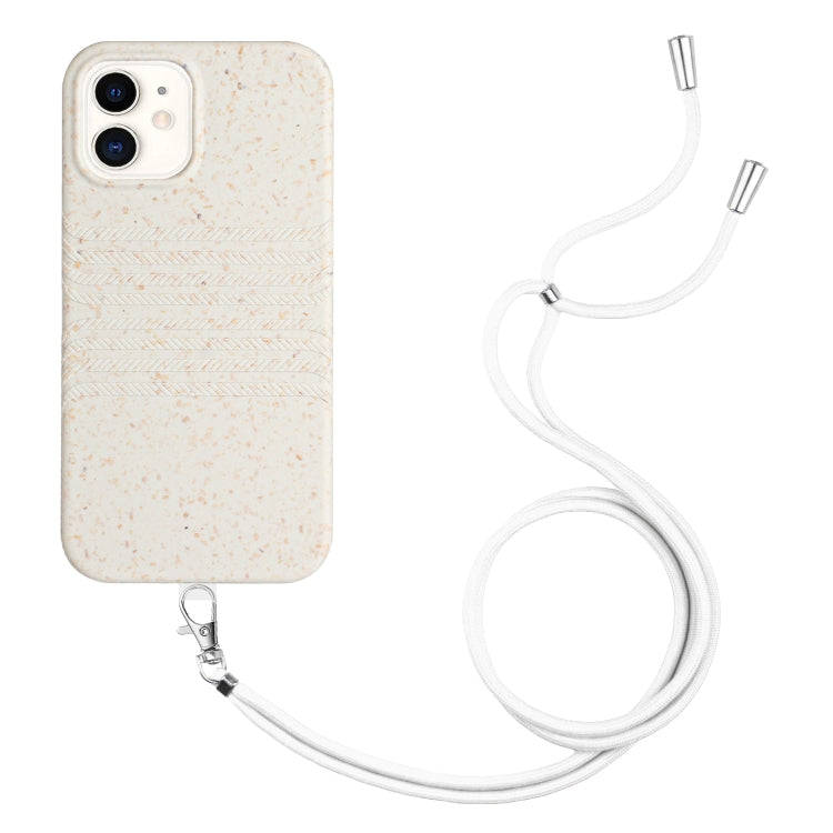 For iPhone 11 Wheat Straw Material Degradable TPU Phone Case with Lanyard