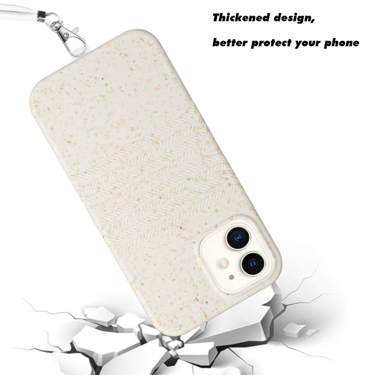 For iPhone 11 Wheat Straw Material Degradable TPU Phone Case with Lanyard