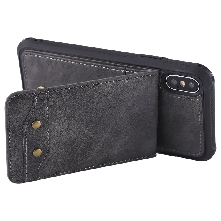 For iPhone X / XS Vertical Flip Shockproof Leather Protective Case with Long Rope, Support Card Slots & Bracket & Photo Holder & Wallet Function