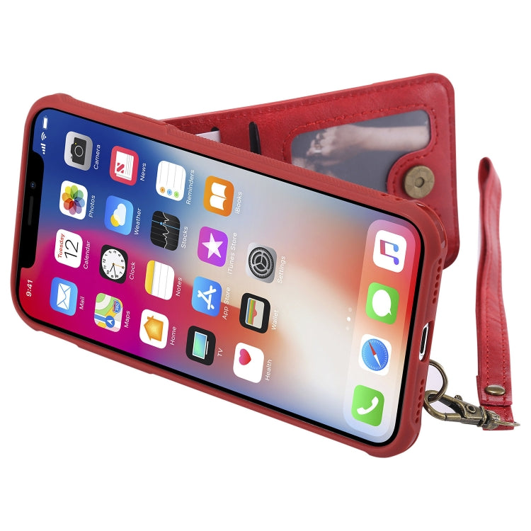 For iPhone X / XS Vertical Flip Shockproof Leather Protective Case with Long Rope, Support Card Slots & Bracket & Photo Holder & Wallet Function
