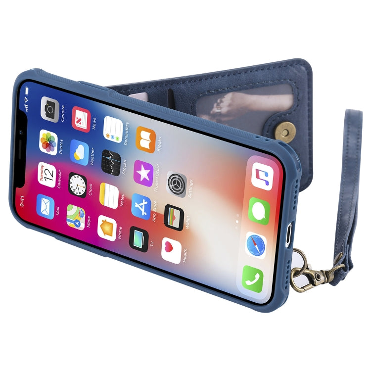 For iPhone X / XS Vertical Flip Shockproof Leather Protective Case with Long Rope, Support Card Slots & Bracket & Photo Holder & Wallet Function