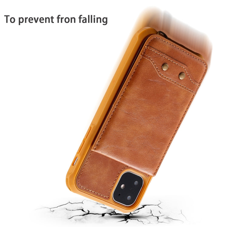 For iPhone 11 Vertical Flip Shockproof Leather Protective Case with Long Rope, Support Card Slots & Bracket & Photo Holder & Wallet Function