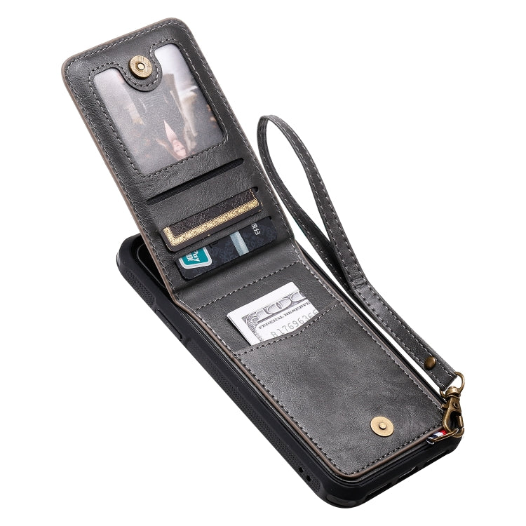 For iPhone 11 Vertical Flip Shockproof Leather Protective Case with Long Rope, Support Card Slots & Bracket & Photo Holder & Wallet Function
