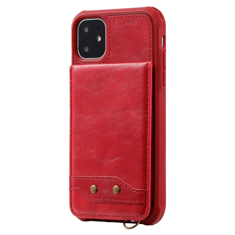 For iPhone 11 Vertical Flip Shockproof Leather Protective Case with Long Rope, Support Card Slots & Bracket & Photo Holder & Wallet Function