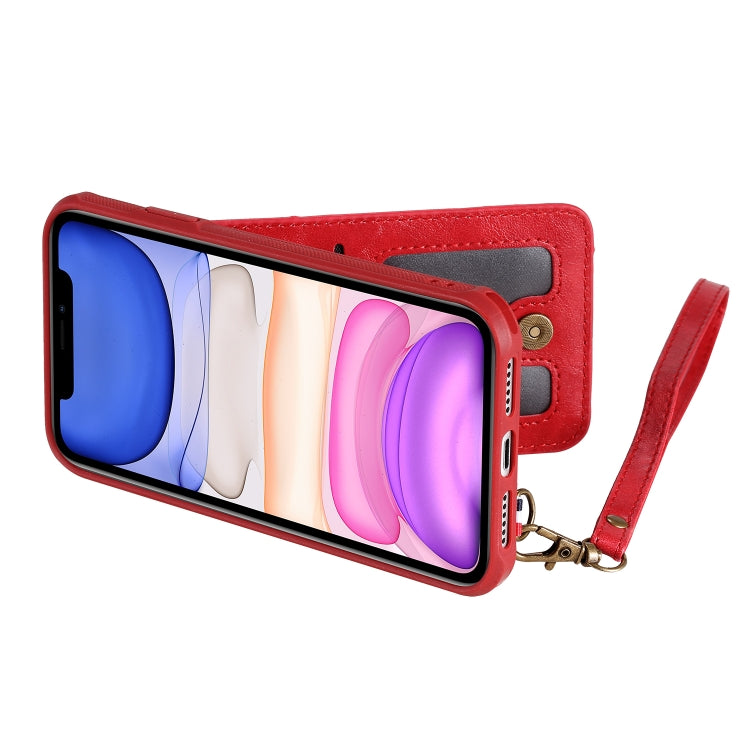 For iPhone 11 Vertical Flip Shockproof Leather Protective Case with Long Rope, Support Card Slots & Bracket & Photo Holder & Wallet Function