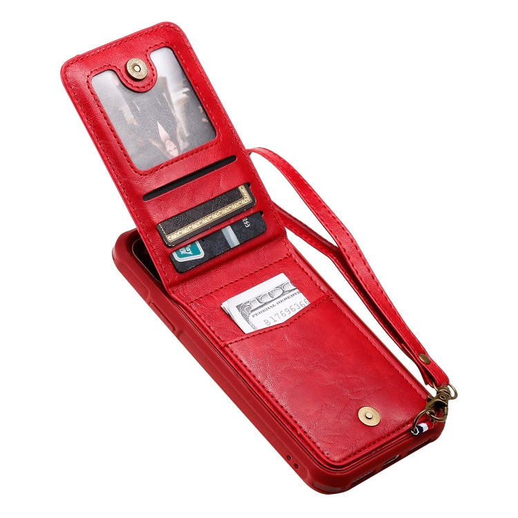 For iPhone 11 Vertical Flip Shockproof Leather Protective Case with Long Rope, Support Card Slots & Bracket & Photo Holder & Wallet Function