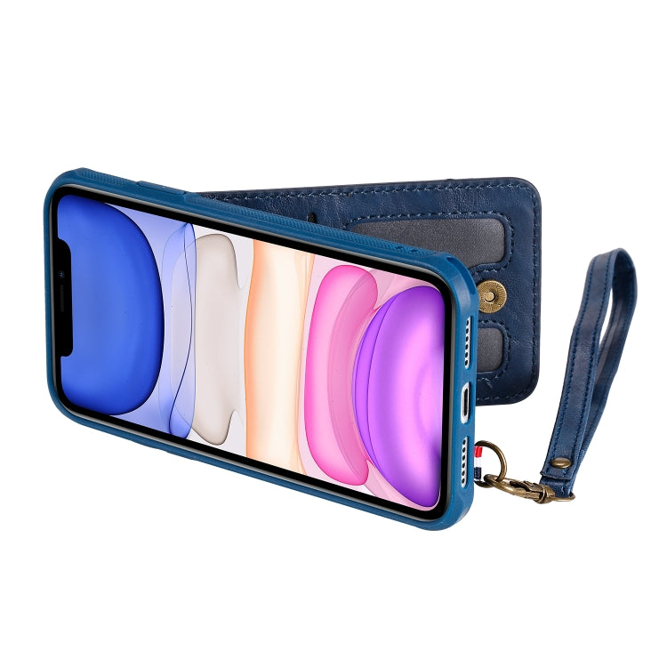 For iPhone 11 Vertical Flip Shockproof Leather Protective Case with Long Rope, Support Card Slots & Bracket & Photo Holder & Wallet Function