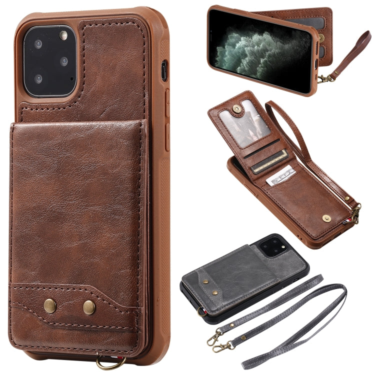 For iPhone 11 Pro Vertical Flip Shockproof Leather Protective Case with Long Rope, Support Card Slots & Bracket & Photo Holder & Wallet Function