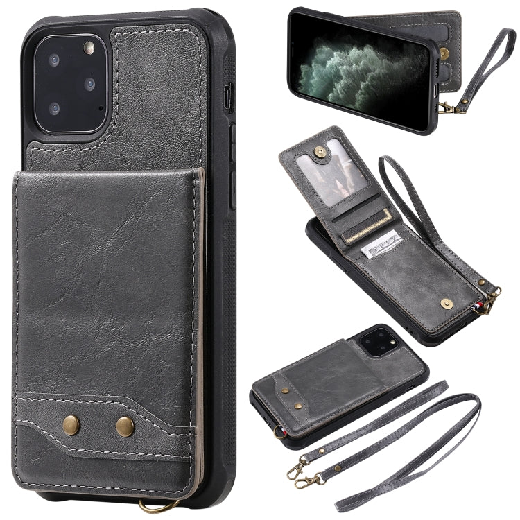 For iPhone 11 Pro Vertical Flip Shockproof Leather Protective Case with Long Rope, Support Card Slots & Bracket & Photo Holder & Wallet Function