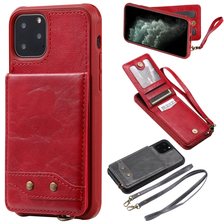 For iPhone 11 Pro Vertical Flip Shockproof Leather Protective Case with Long Rope, Support Card Slots & Bracket & Photo Holder & Wallet Function
