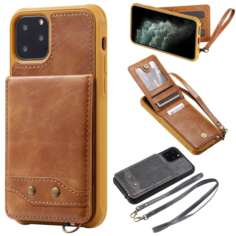 For iPhone 11 Pro Vertical Flip Shockproof Leather Protective Case with Long Rope, Support Card Slots & Bracket & Photo Holder & Wallet Function