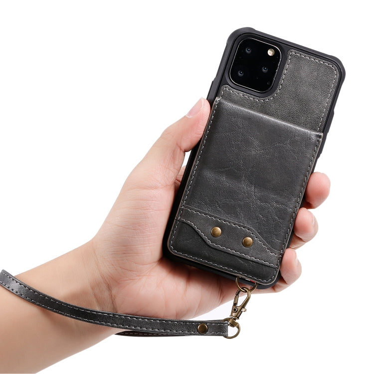 For iPhone 11 Pro Vertical Flip Shockproof Leather Protective Case with Long Rope, Support Card Slots & Bracket & Photo Holder & Wallet Function