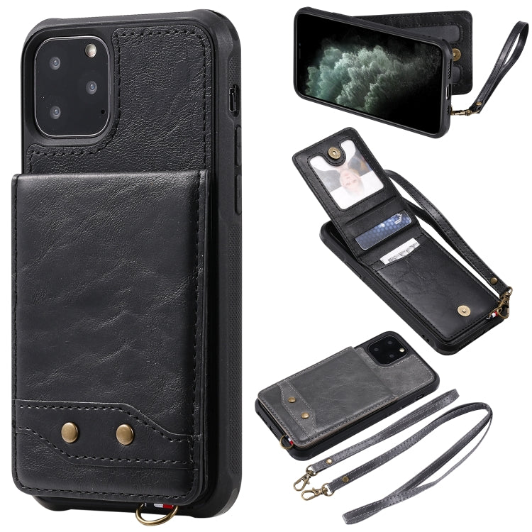 For iPhone 11 Pro Vertical Flip Shockproof Leather Protective Case with Long Rope, Support Card Slots & Bracket & Photo Holder & Wallet Function