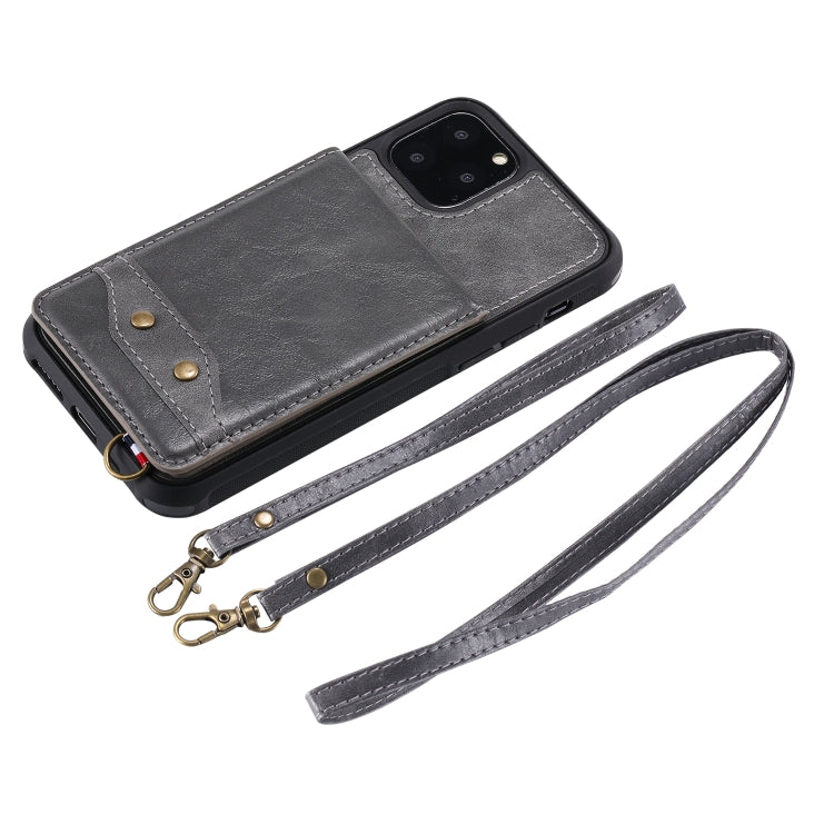 For iPhone 11 Pro Vertical Flip Shockproof Leather Protective Case with Long Rope, Support Card Slots & Bracket & Photo Holder & Wallet Function