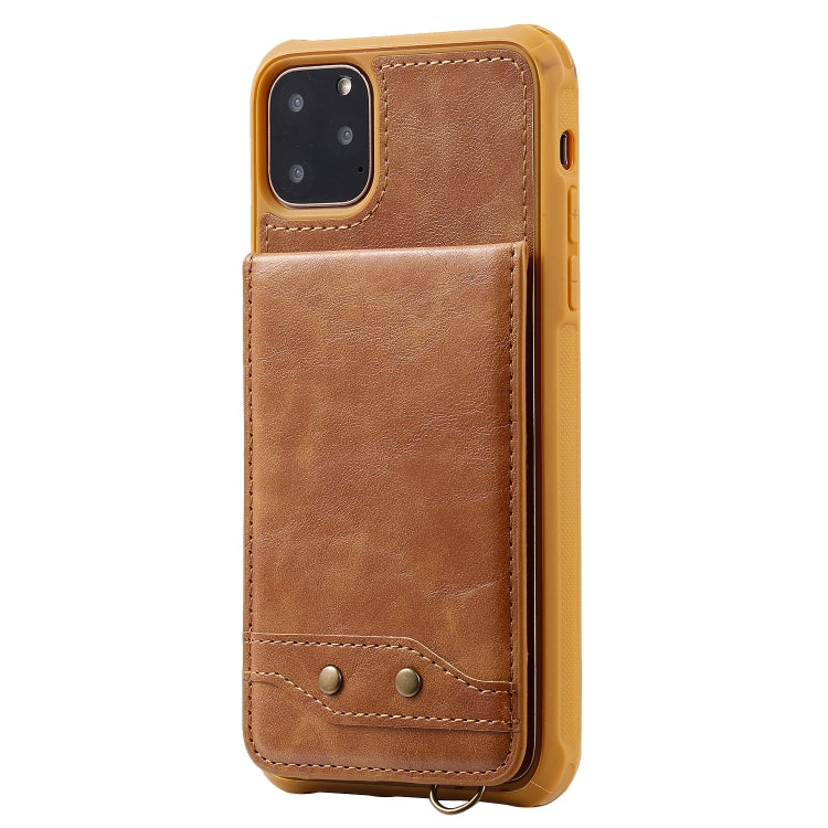 For iPhone 11 Pro Max Vertical Flip Shockproof Leather Protective Case with Long Rope, Support Card Slots & Bracket & Photo Holder & Wallet Function