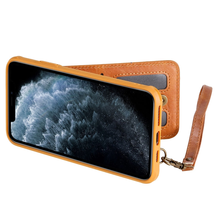 For iPhone 11 Pro Max Vertical Flip Shockproof Leather Protective Case with Long Rope, Support Card Slots & Bracket & Photo Holder & Wallet Function