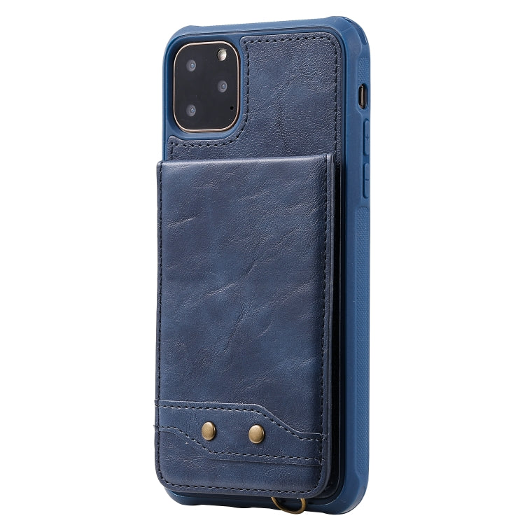 For iPhone 11 Pro Max Vertical Flip Shockproof Leather Protective Case with Long Rope, Support Card Slots & Bracket & Photo Holder & Wallet Function