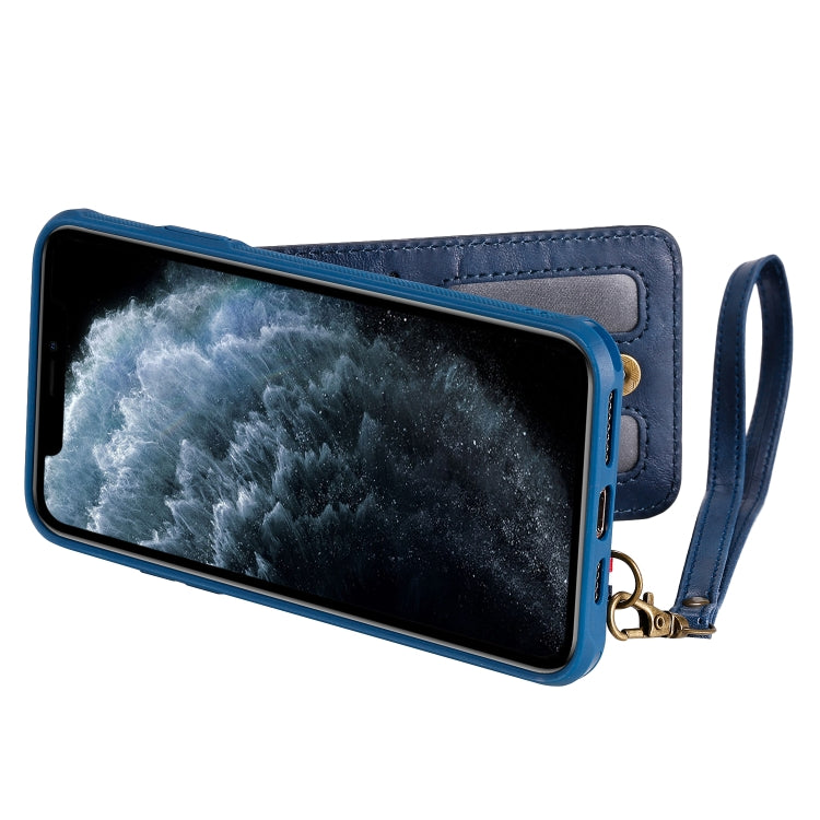 For iPhone 11 Pro Max Vertical Flip Shockproof Leather Protective Case with Long Rope, Support Card Slots & Bracket & Photo Holder & Wallet Function