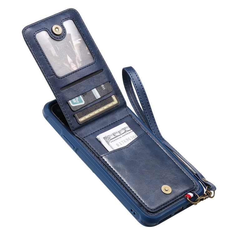 For iPhone 11 Pro Max Vertical Flip Shockproof Leather Protective Case with Long Rope, Support Card Slots & Bracket & Photo Holder & Wallet Function