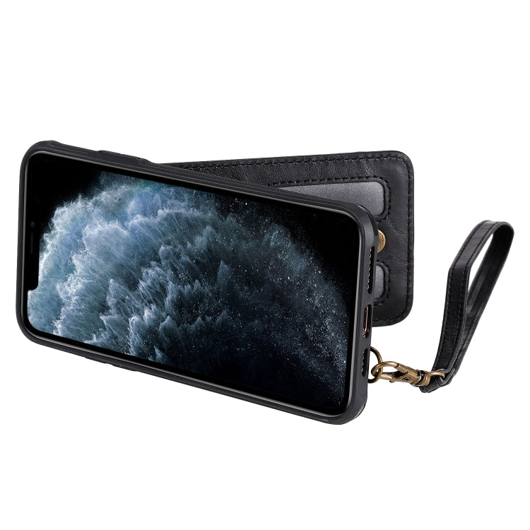 For iPhone 11 Pro Max Vertical Flip Shockproof Leather Protective Case with Long Rope, Support Card Slots & Bracket & Photo Holder & Wallet Function