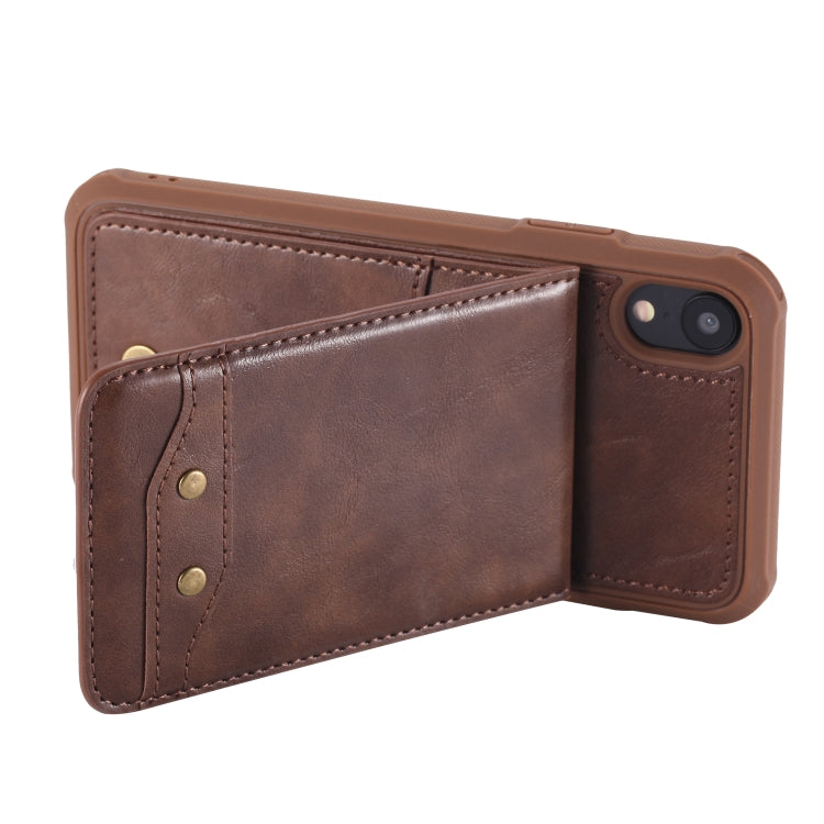 For iPhone XR Vertical Flip Shockproof Leather Protective Case with Long Rope, Support Card Slots & Bracket & Photo Holder & Wallet Function
