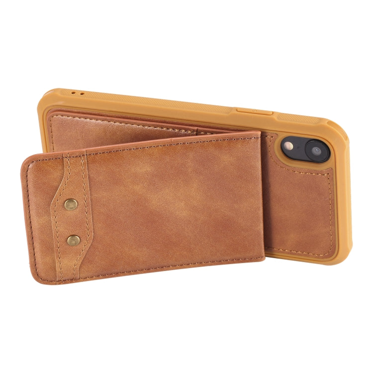 For iPhone XR Vertical Flip Shockproof Leather Protective Case with Long Rope, Support Card Slots & Bracket & Photo Holder & Wallet Function
