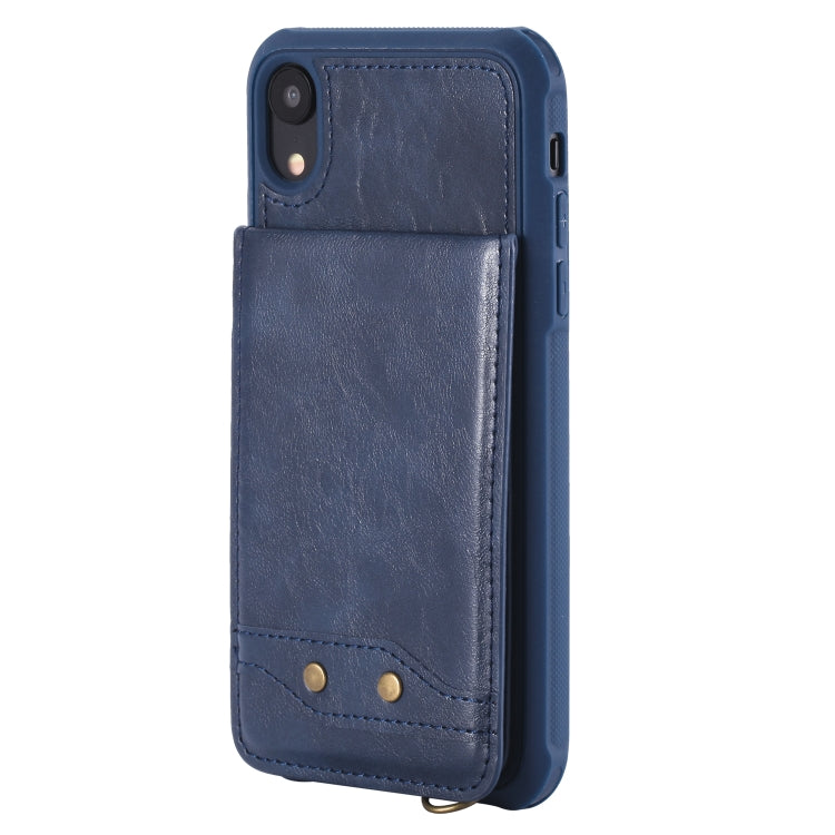 For iPhone XR Vertical Flip Shockproof Leather Protective Case with Long Rope, Support Card Slots & Bracket & Photo Holder & Wallet Function