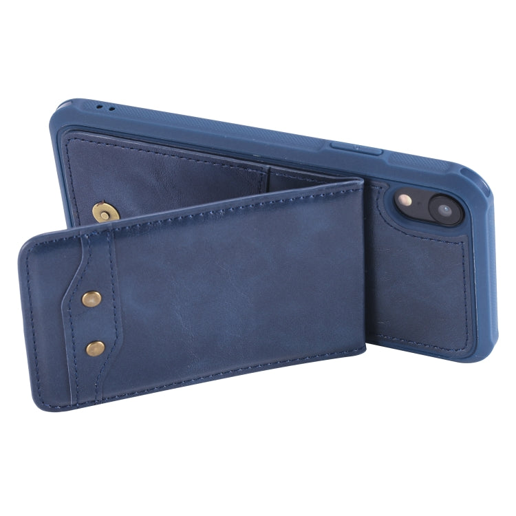 For iPhone XR Vertical Flip Shockproof Leather Protective Case with Long Rope, Support Card Slots & Bracket & Photo Holder & Wallet Function