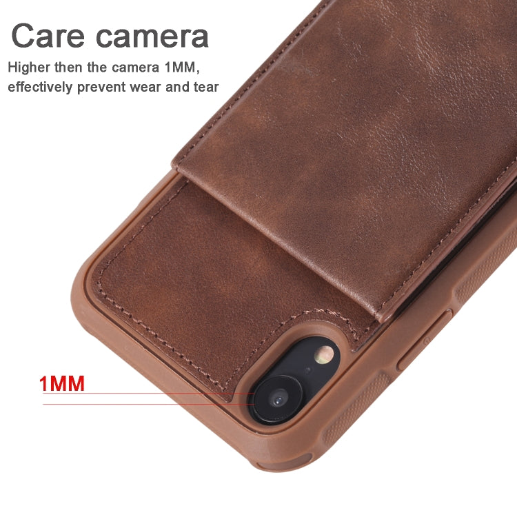 For iPhone XR Vertical Flip Shockproof Leather Protective Case with Long Rope, Support Card Slots & Bracket & Photo Holder & Wallet Function