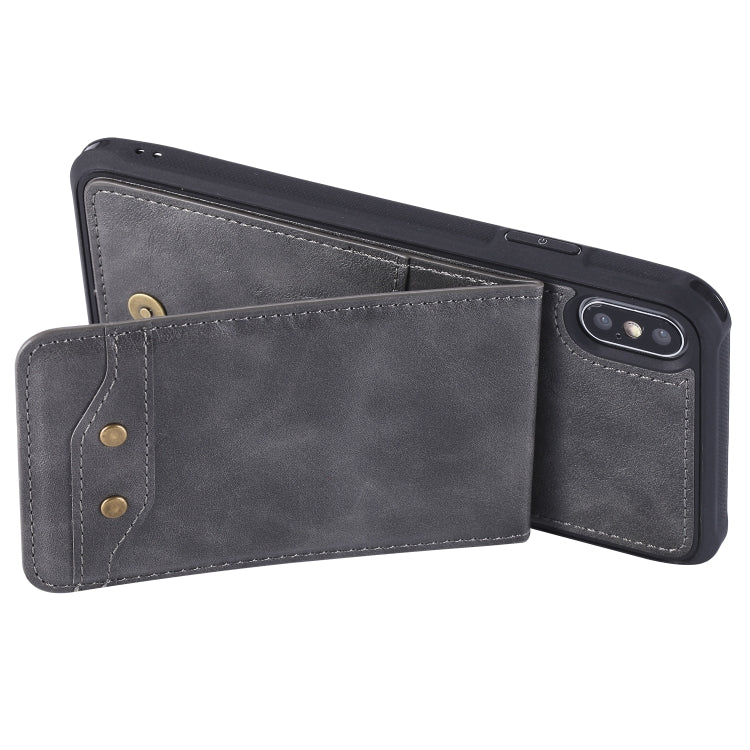For iPhone XS Max Vertical Flip Shockproof Leather Protective Case with Long Rope, Support Card Slots & Bracket & Photo Holder & Wallet Function