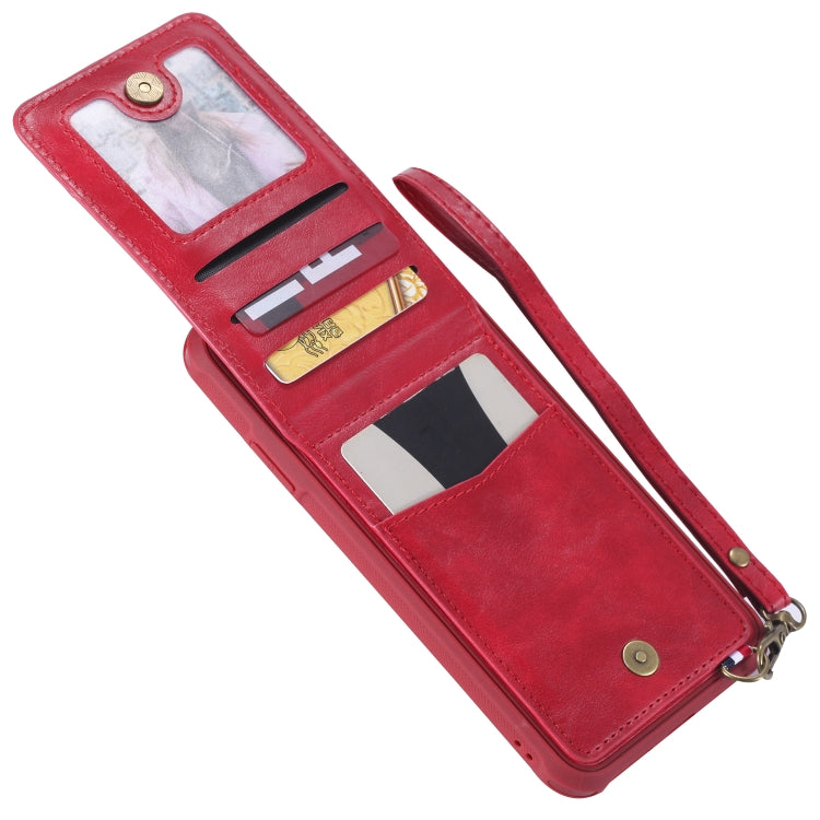For iPhone XS Max Vertical Flip Shockproof Leather Protective Case with Long Rope, Support Card Slots & Bracket & Photo Holder & Wallet Function