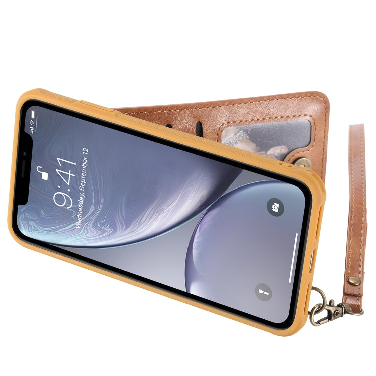 For iPhone XS Max Vertical Flip Shockproof Leather Protective Case with Long Rope, Support Card Slots & Bracket & Photo Holder & Wallet Function