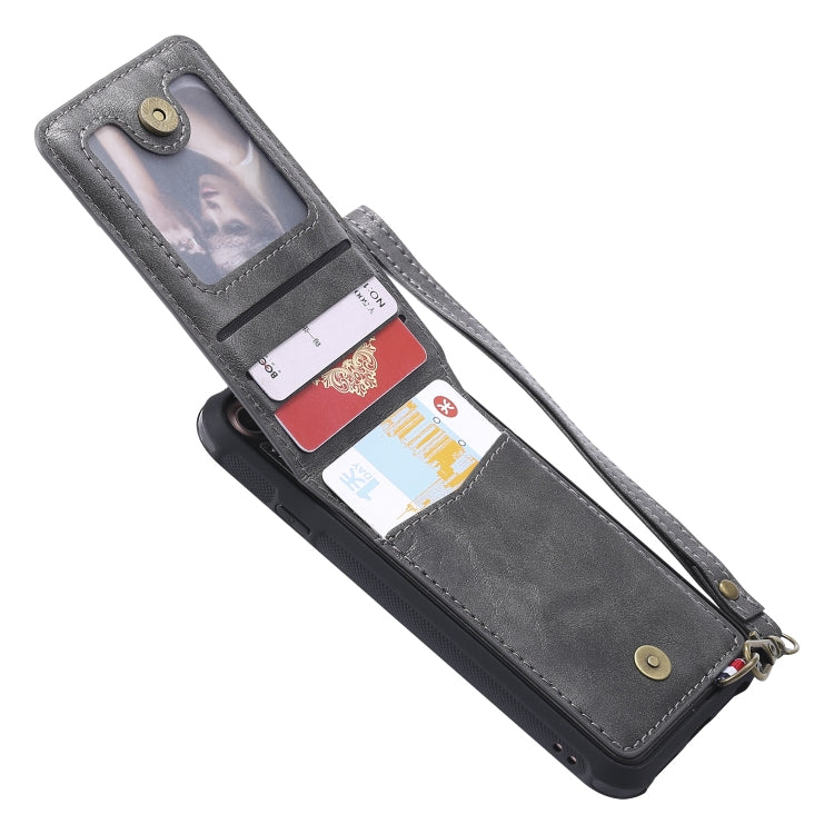 For iPhone 6 Vertical Flip Shockproof Leather Protective Case with Long Rope, Support Card Slots & Bracket & Photo Holder & Wallet Function