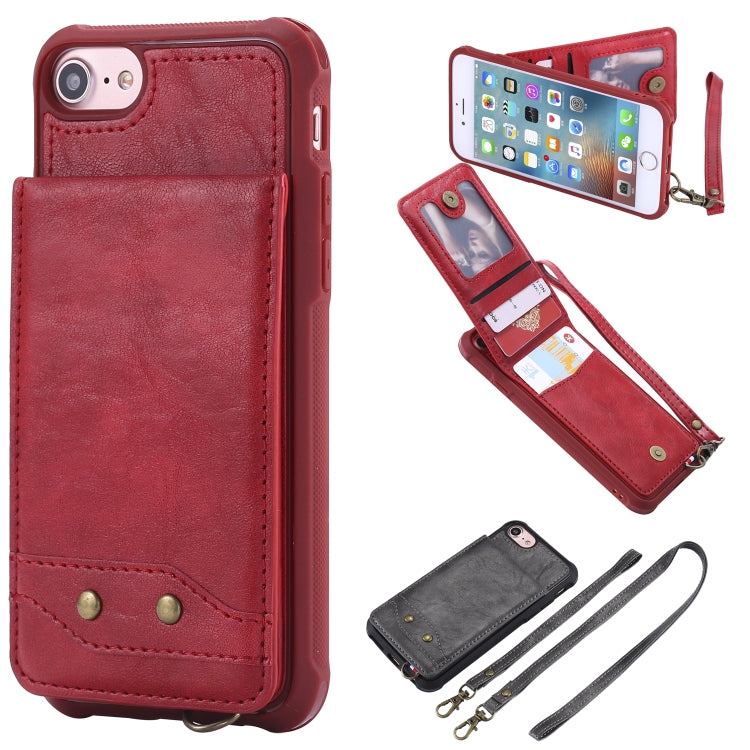 For iPhone 6 Vertical Flip Shockproof Leather Protective Case with Long Rope, Support Card Slots & Bracket & Photo Holder & Wallet Function