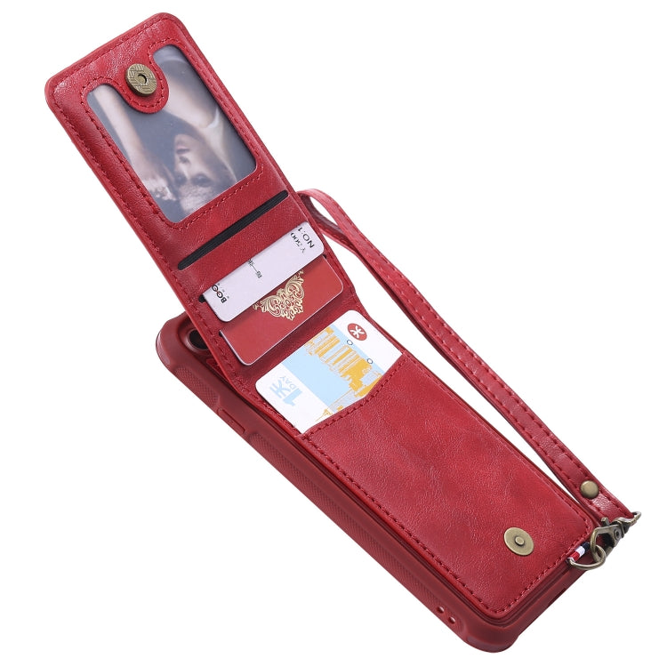 For iPhone 6 Vertical Flip Shockproof Leather Protective Case with Long Rope, Support Card Slots & Bracket & Photo Holder & Wallet Function