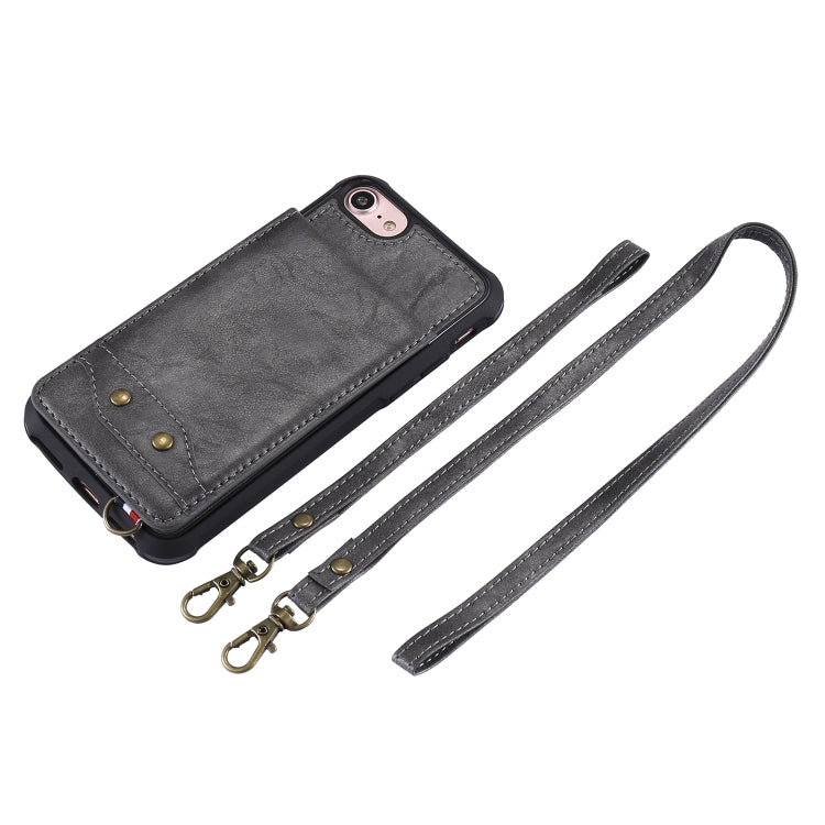For iPhone 6 Vertical Flip Shockproof Leather Protective Case with Long Rope, Support Card Slots & Bracket & Photo Holder & Wallet Function